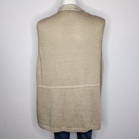 Lafayette 148 Tan Collared Zip Up Hemp Sweater Vest 3X - Picture 5 of 9